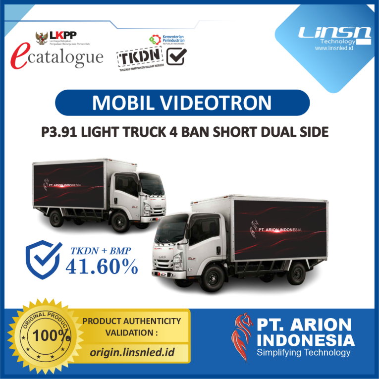 LINSN - Mobil Videotron P3.91 Light Truck 4 Ban Short Dual Side (1 Sisi)